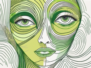 A pair of eyes surrounded by abstract