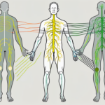 The human body highlighting the path of the vagus nerve