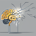 The human brain with a highlighted pathway showing the vagus nerve