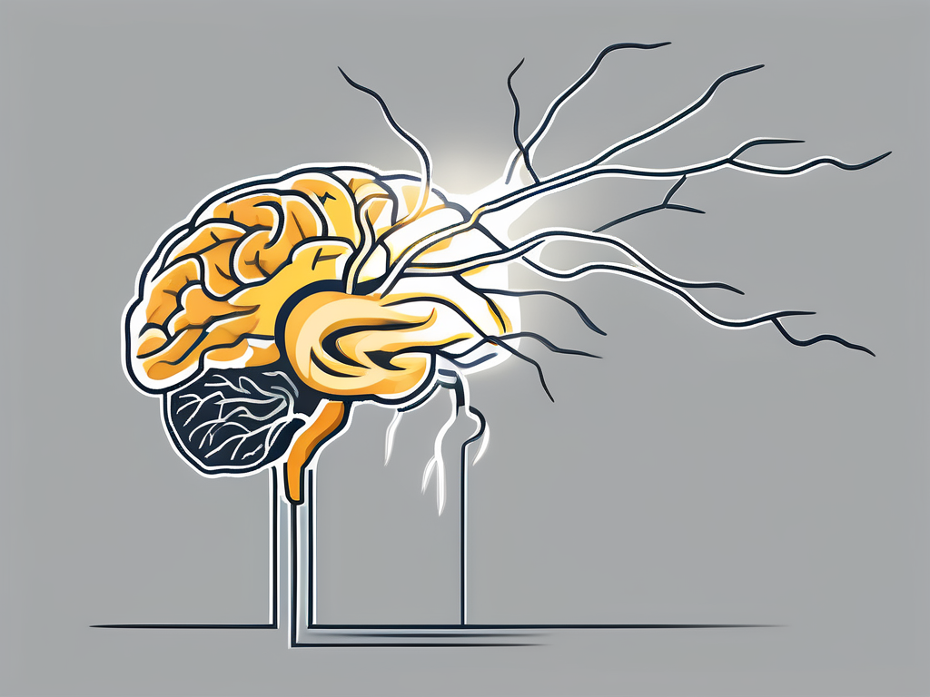 The human brain with a highlighted pathway showing the vagus nerve