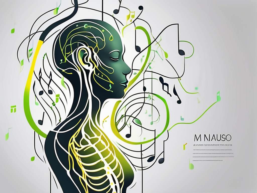 A stylized human silhouette with the vagus nerve highlighted