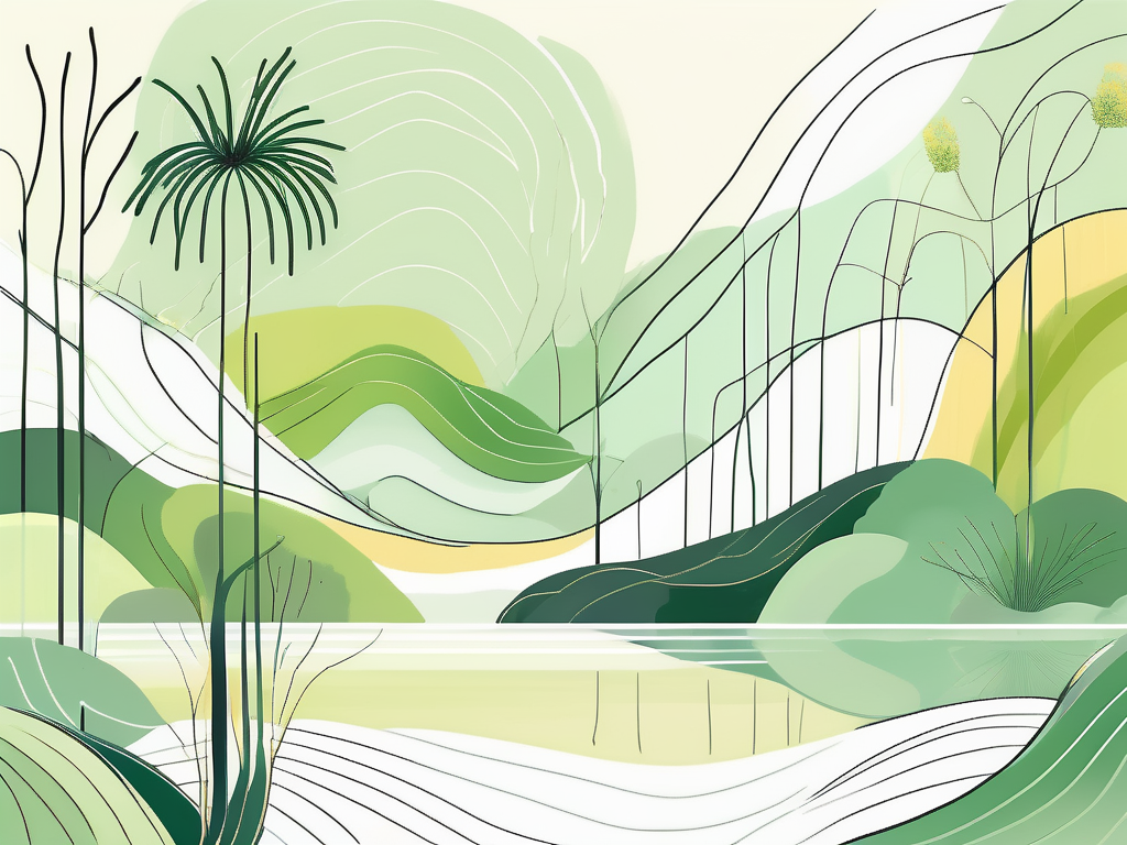 A serene landscape with a prominent