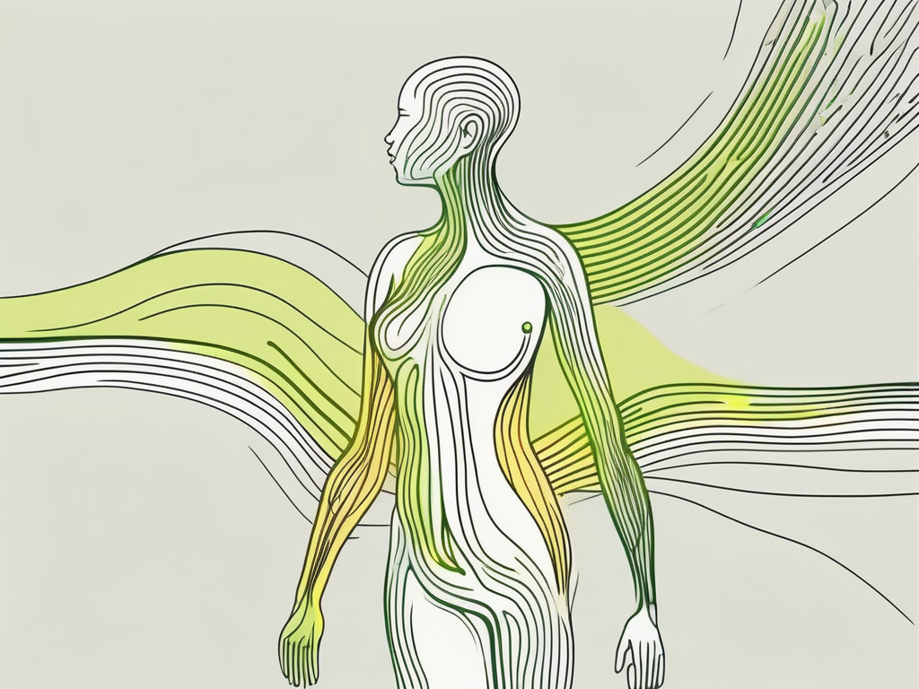 A stylized human silhouette with a highlighted area indicating the path of the vagus nerve