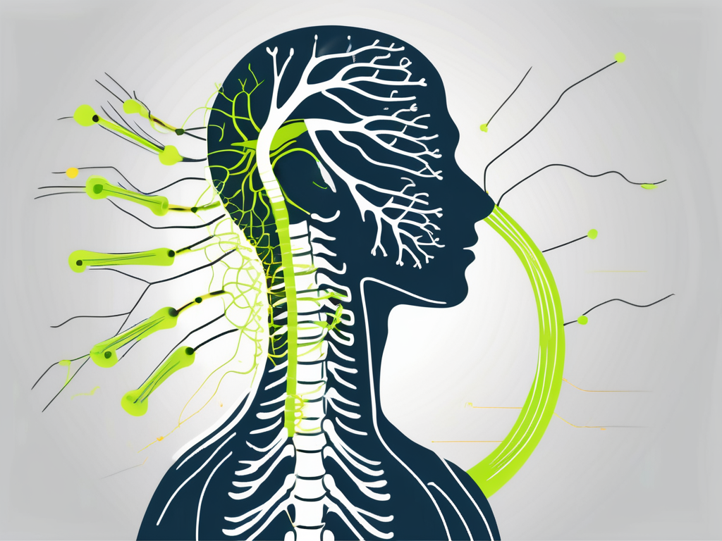 A human silhouette with a highlighted spine and vagus nerve