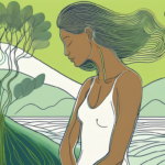 A serene landscape with a focus on the chest area of a human silhouette