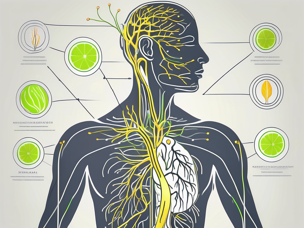 The human body highlighting the path of the vagus nerve