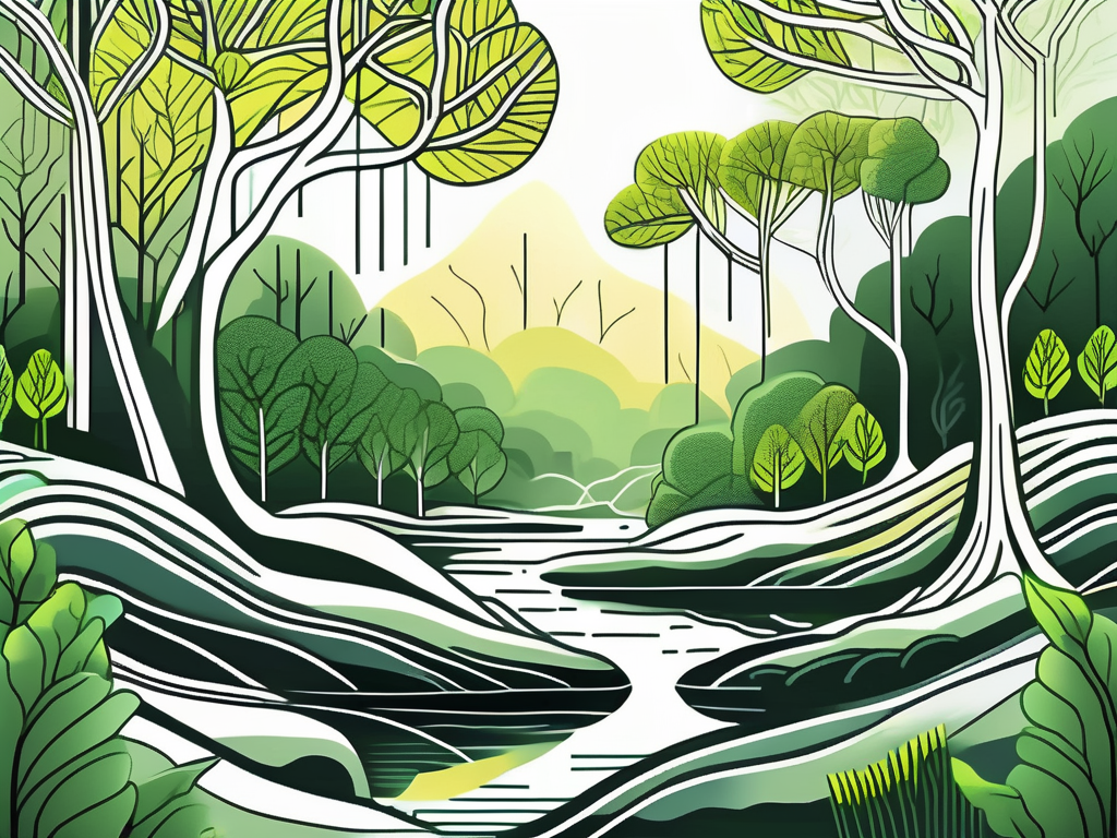 A serene landscape with a glowing