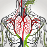 The vagus nerve interacting with a stylized heart and arteries
