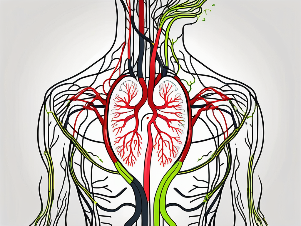 The vagus nerve interacting with a stylized heart and arteries