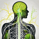 The vagus nerve in a human body silhouette