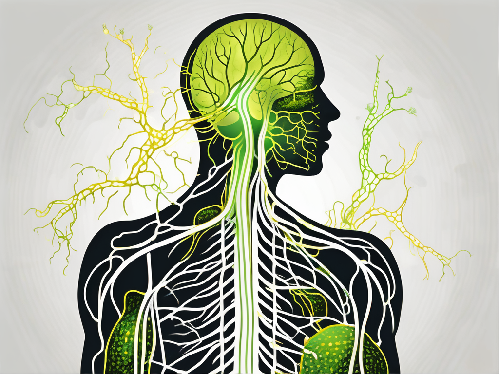 The vagus nerve in a human body silhouette