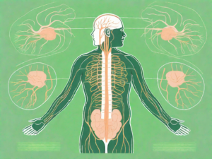 The human body showing the path of the vagus nerve