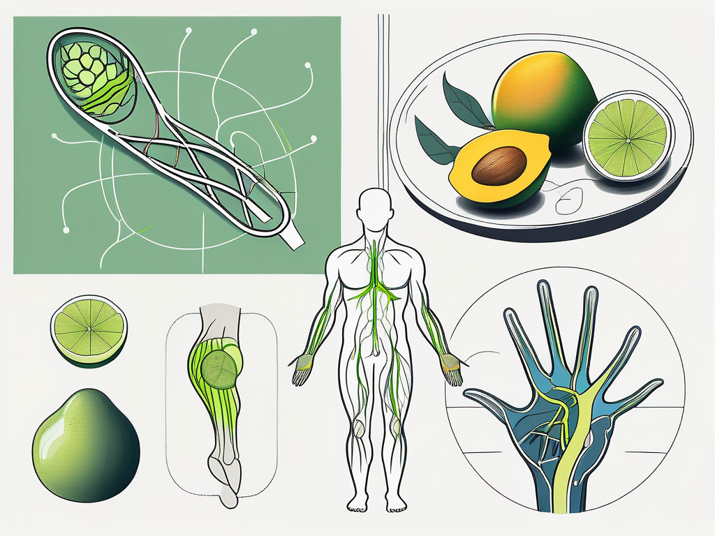 A set of massage tools next to a stylized