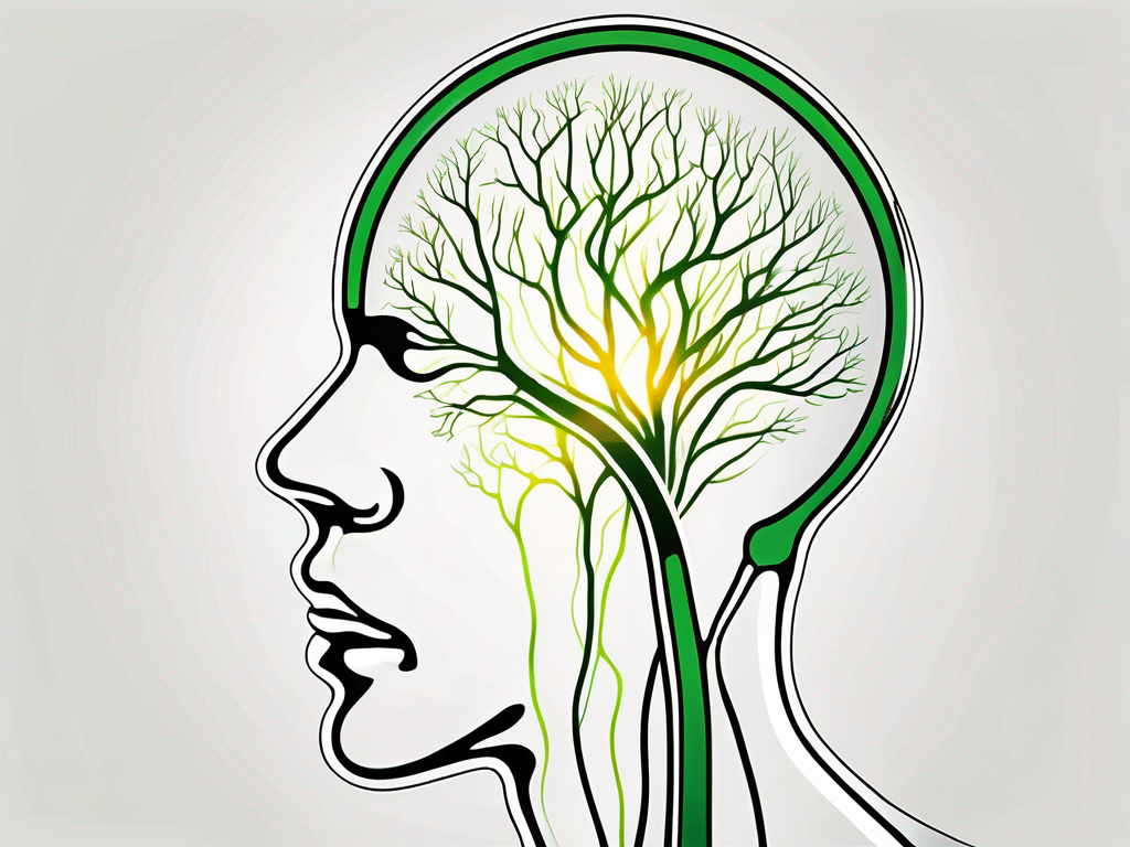 A human body silhouette highlighting the path of the vagus nerve