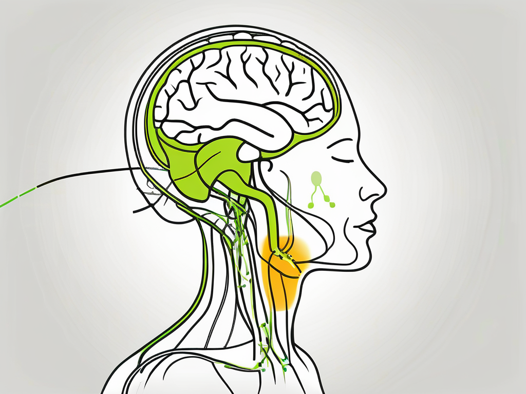 An external vagus nerve stimulator device connected to a stylized