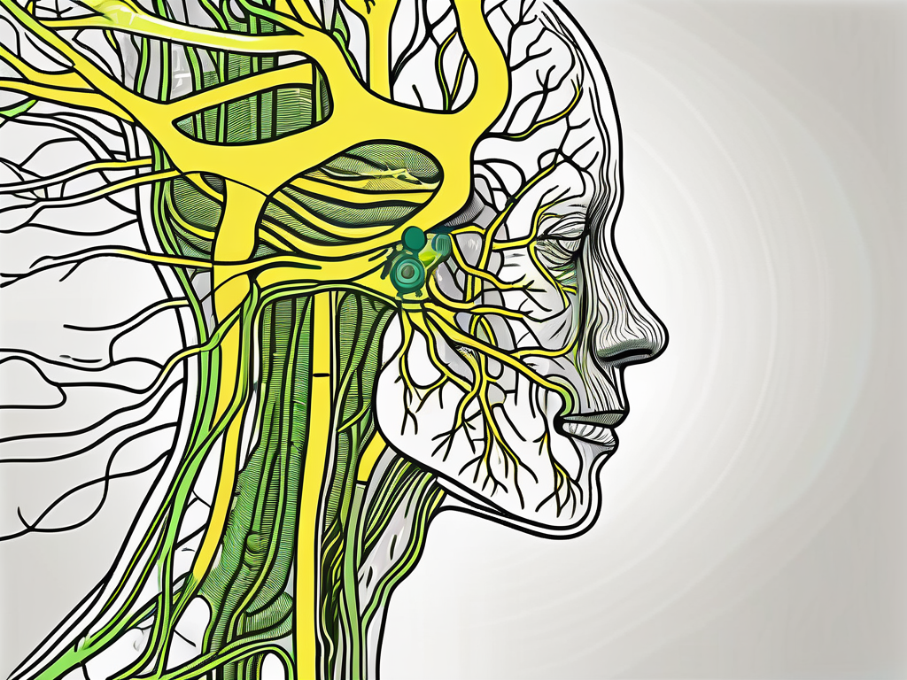 The human nervous system highlighting the vagus nerve