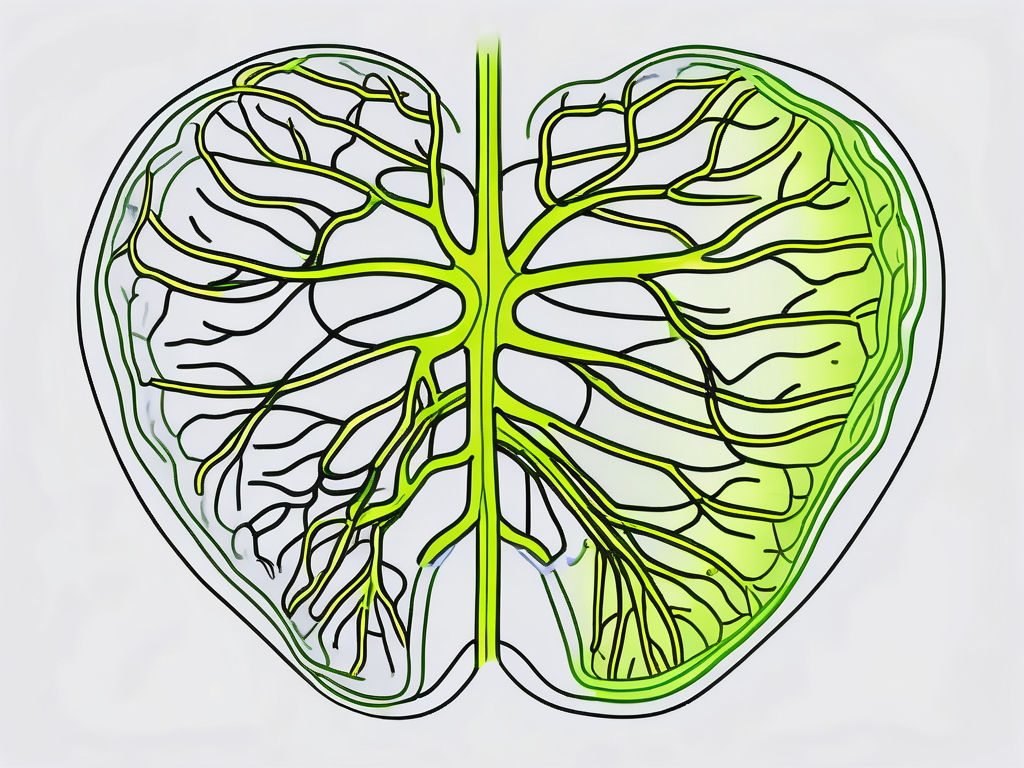 The vagus nerve extending from the brain to the heart