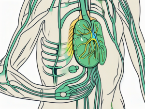 A vagus nerve stimulation device connected to a stylized representation of the vagus nerve