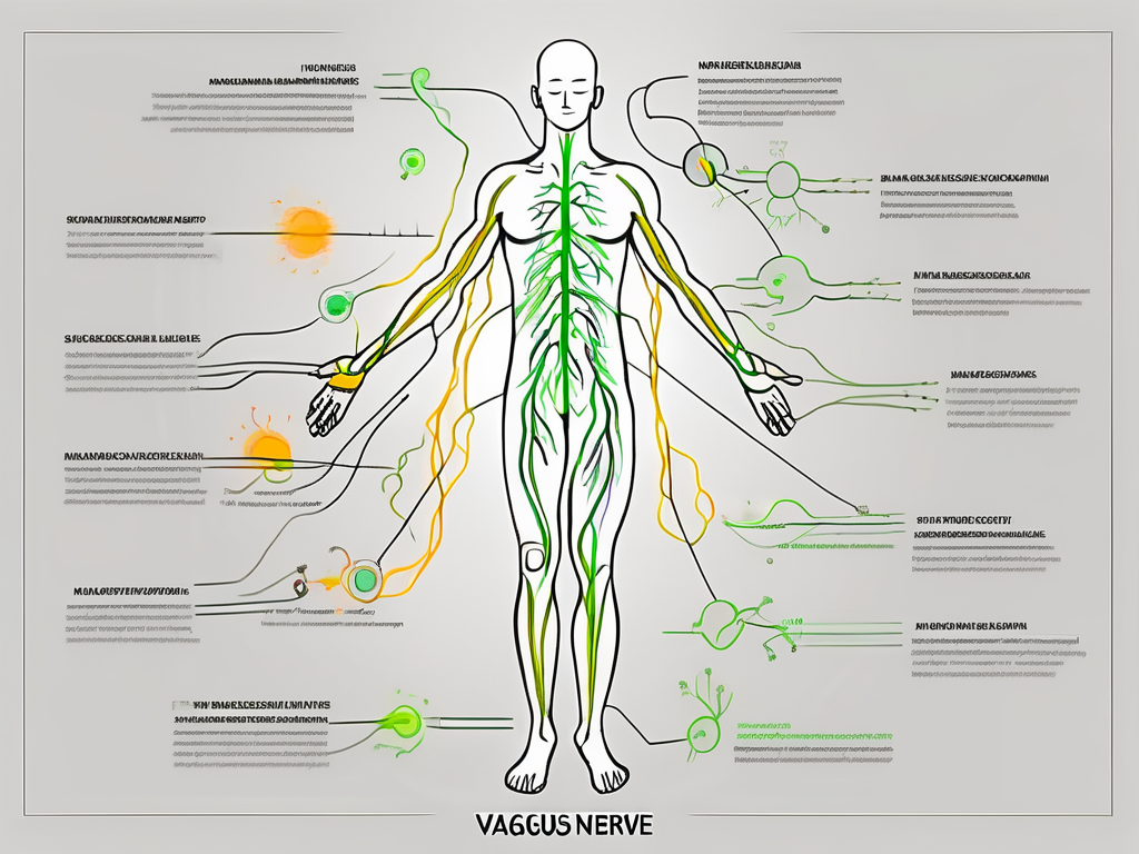 A vagus nerve highlighted in a human body diagram