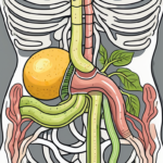 The human digestive system with a highlighted vagus nerve