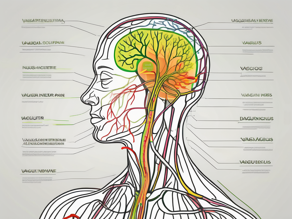 The human body highlighting the path of the vagus nerve