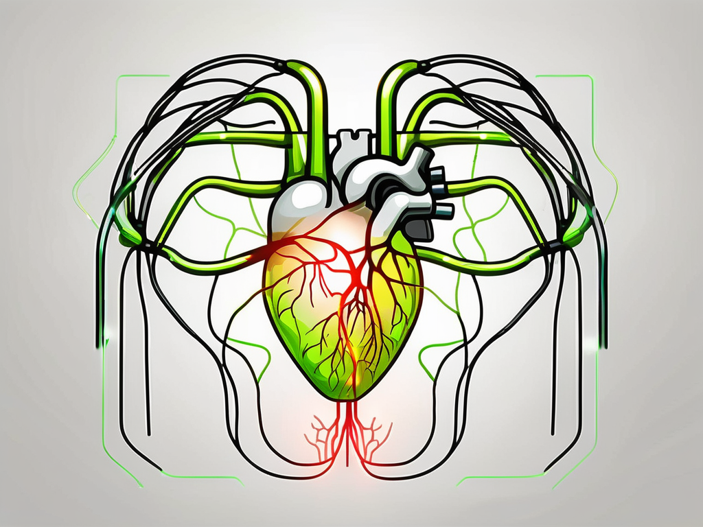 A heart connected to the vagus nerve
