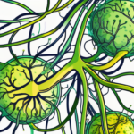 The covid-19 virus interacting with a stylized representation of the vagus nerve