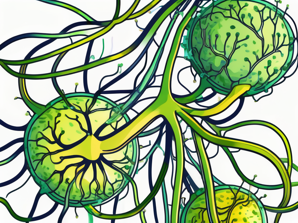 The covid-19 virus interacting with a stylized representation of the vagus nerve
