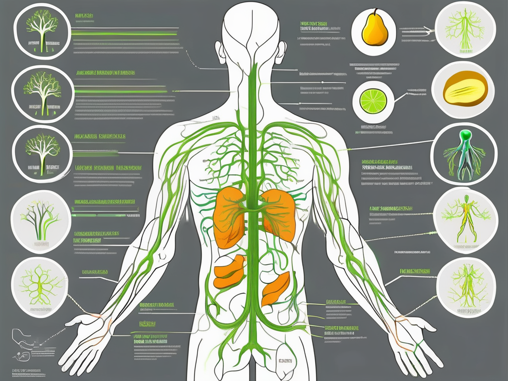 The human body highlighting the pathway of the vagus nerve