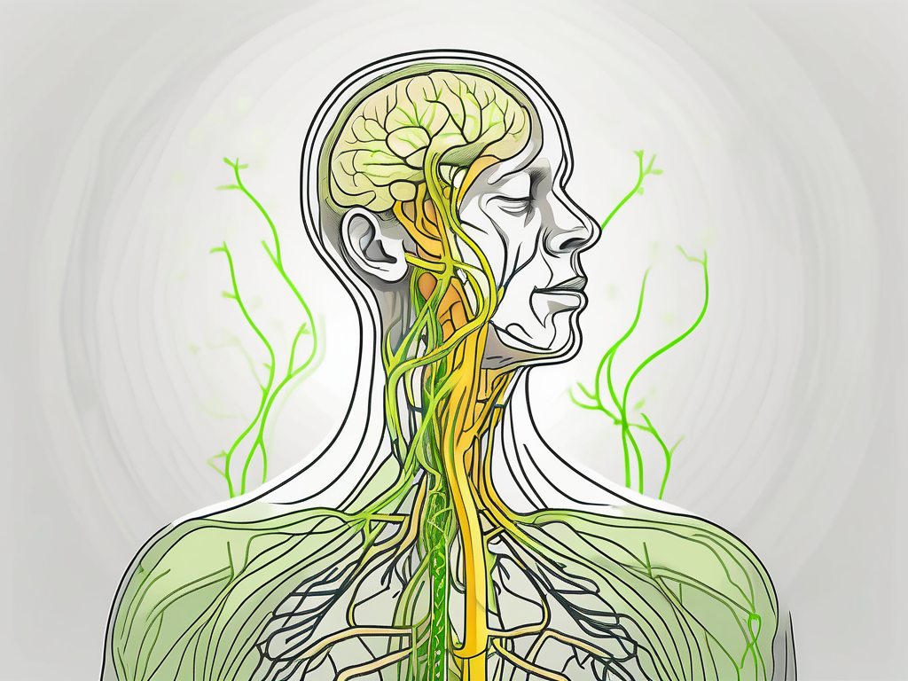 The human body's nervous system highlighting the vagus nerve