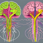 The human body highlighting the vagus nerve extending from the brain to the digestive system
