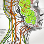 The human body highlighting the pathway of the vagus nerve