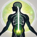 A human silhouette with a highlighted path from the brain down through the neck and torso