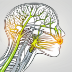 The cervical spine with the vagus nerve highlighted