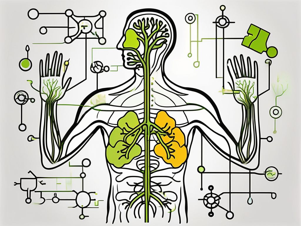 The human nervous system highlighting the vagus nerve