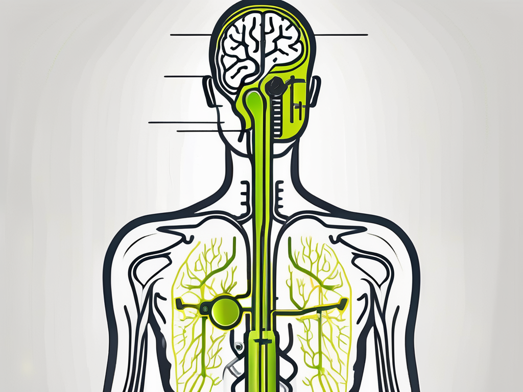 The vagus nerve in a human body with a spotlight on it