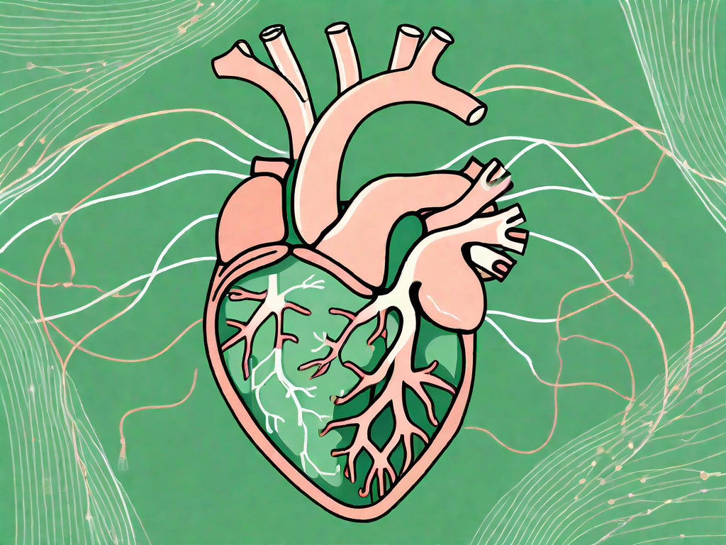 The human heart connected to the vagus nerve