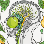 The alpha-stim device connected to the vagus nerve in a stylized