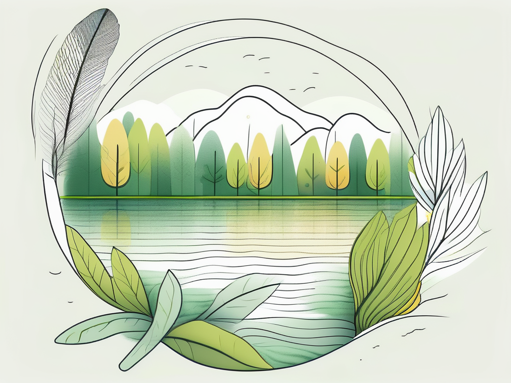 A serene landscape with elements symbolizing tranquility