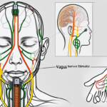 A vagus nerve stimulator device with its wires connected to the vagus nerve in a simplified