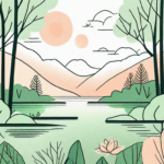A serene landscape with elements like a peaceful forest or calm lake