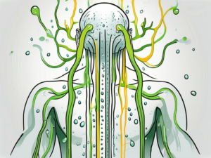 A cold shower with water droplets falling