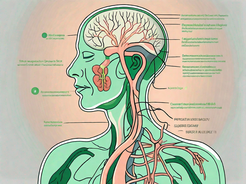 The vagus nerve in a human body