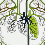 A pair of lungs connected to a stylized depiction of the vagus nerve