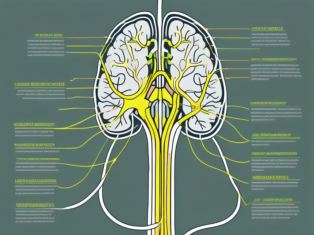 The vagus nerve extending from the brain