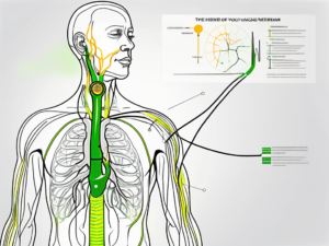 A stethoscope gently resting on a diagram of the human body highlighting the path of the vagus nerve