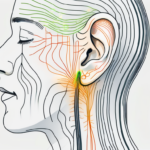 A human ear with the vagus nerve highlighted