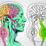 The human digestive system highlighting the vagus nerve
