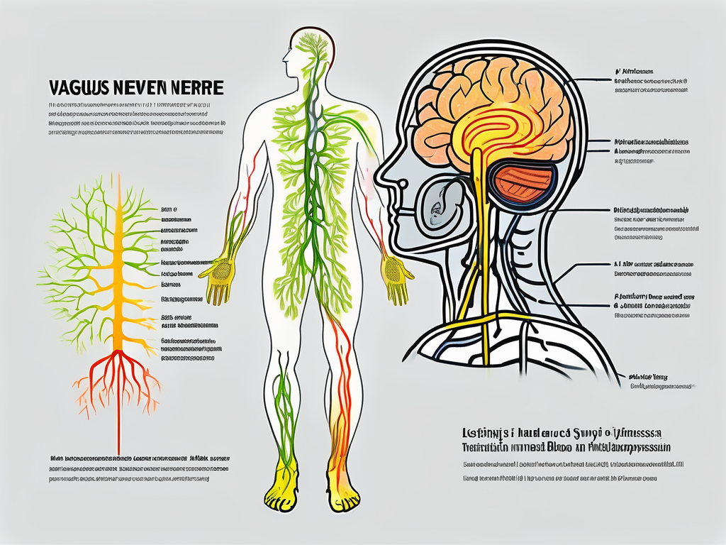 The vagus nerve in the human body highlighting areas that could be affected by diseases