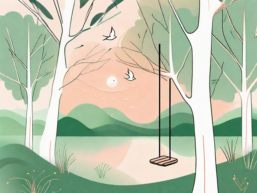 A serene landscape with calming elements like a gently flowing river